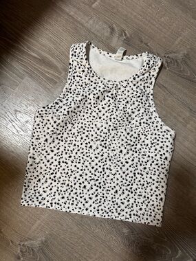 Balance Collection White Cropped Tank with Black Spot Print